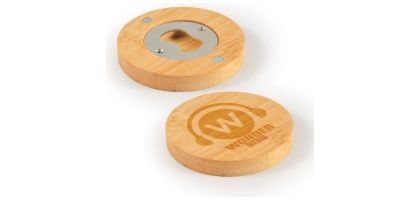 Discus Bamboo Bottle Opener Coaster