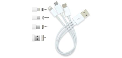 3 in 1 Combo USB Cable - Micro, 8 Pin, Type C