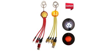 Custom Shape Light Up Charging Cable with Keyring