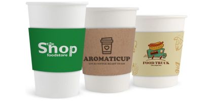 Home Compostable Aqueous Single Wall Paper Cups with Cup Sleeve