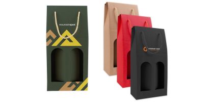 Double Bottle Wine Box with Rope Handle