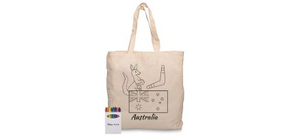 Squiggle Calico Bag with gusset + Crayon set