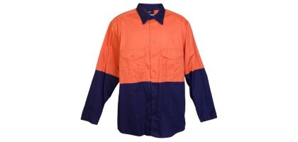 Hi Vis 100%  Combed Cotton Drill Long Sleeve Shirts
