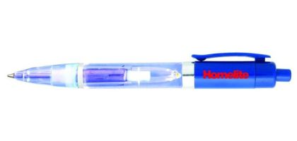 Blue Led Light Barrel Plastic Pen