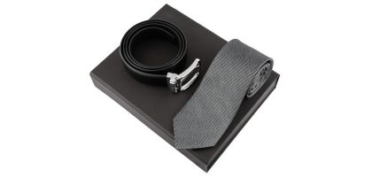 Set Leone Black (belt & Silk Tie)