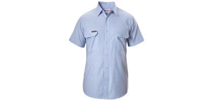 Men Foundations Cotton Chambray Short Sleeve Shirt