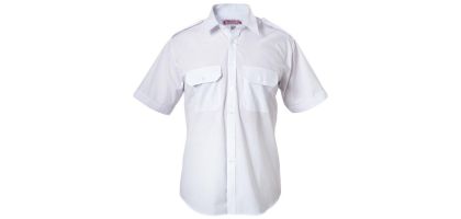 Mens Foundations Poly Cotton Permanent Press  Short Sleeve Shirt With Epaulettes