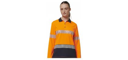 Womens Long Sleeve Hi Vis Taped Polo