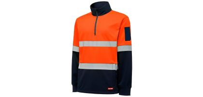Mens Hi Vis 2Tone 1/4 Zip Brushed Fleece Jumper With Tape
