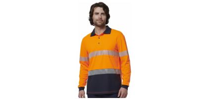 Mens Long Sleeve Hi Vis Taped Polo