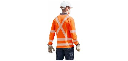 Unisex Hi Vis X Back NSW Rail Long Sleeve Polo