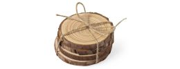 4 Piece Pinewood Coaster Set