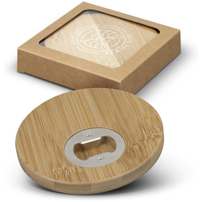 Bamboo Bottle Opener Coaster - Set of 2 - Round