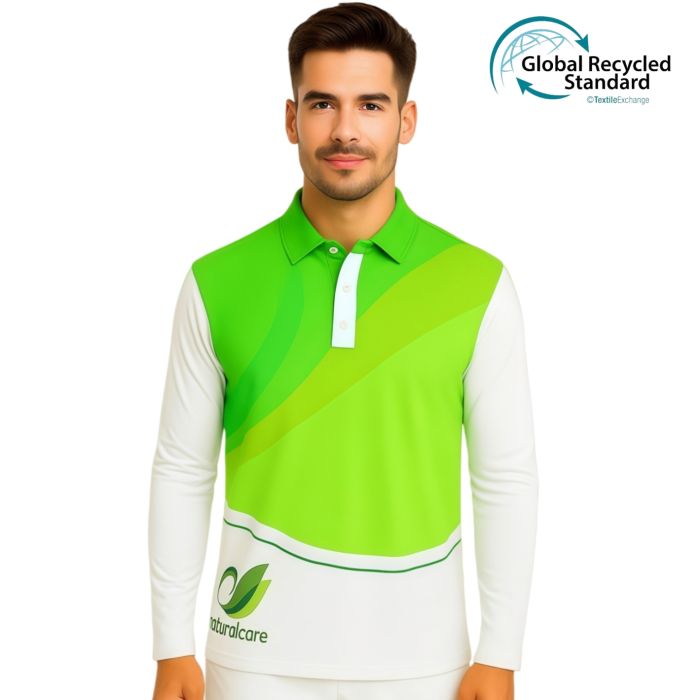 Unisex Adults RPET Micro Mesh Sublimated Basic Long Sleeves POLO
