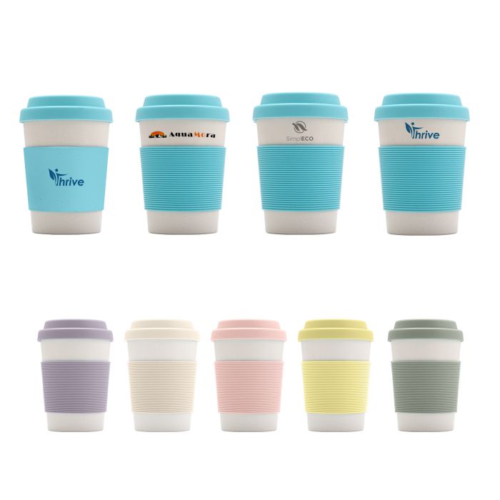 350ML Bamboo Fibre Coffee Cup with Silicone Lid