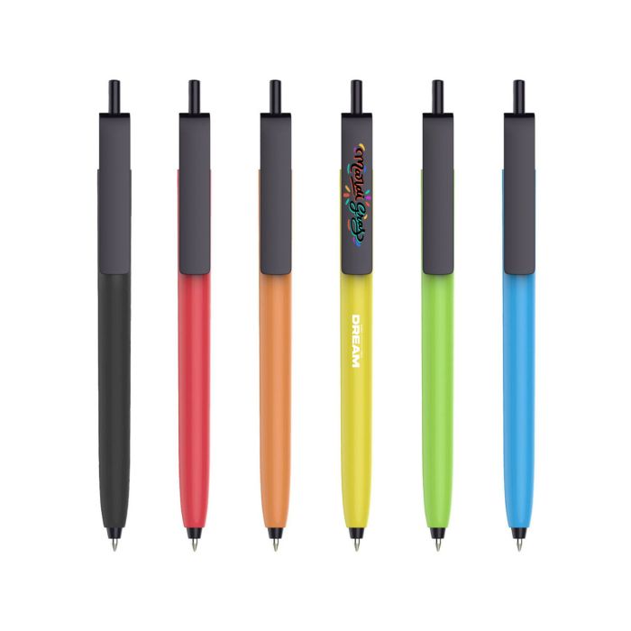 Push Button Pen - Colour Barrel with Black Cap