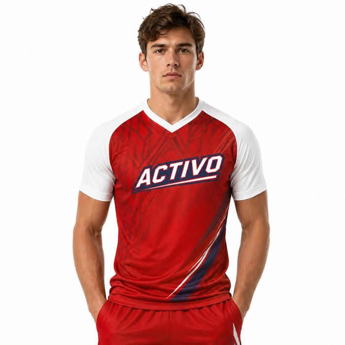 100% Polyester Micro Mesh Sublimated V-Neck Raglan Sport Tee Shirt