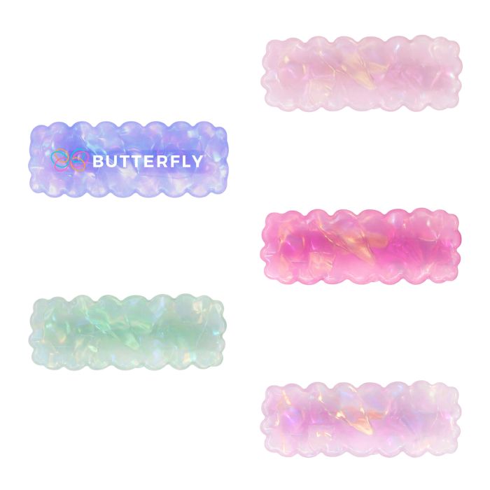 Wavy Rectangle Iridescent Hair Clip