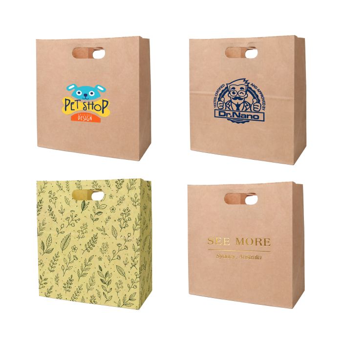 Die Cut Brown Kraft Paper Bag (280 x 280 x 150mm)
