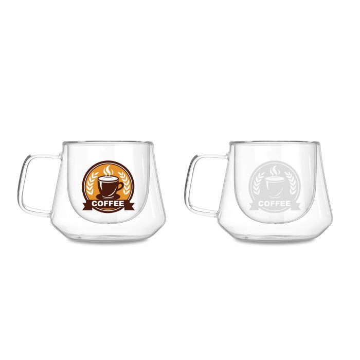 Diamond Double Wall Glass Mug