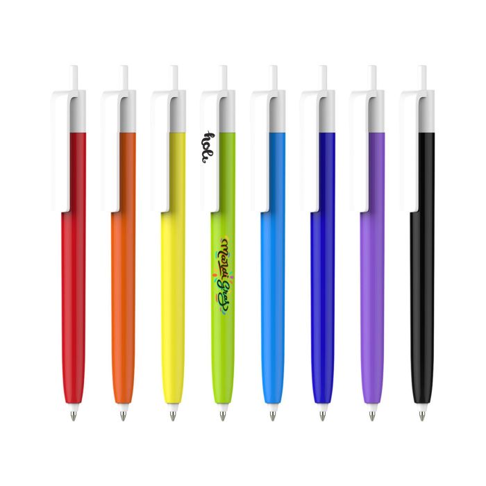 Push Button Pen - Colour Barrel with Creamy White Cap