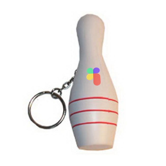 Keyring with Bowling Pin Stress Reliever