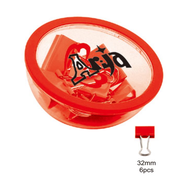 Dome Binder Clip Container - 6 x 32mm Clips