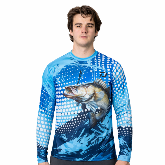 Men's Long Sleeve Polyester Sublimated Crew Neck Fishing Tee