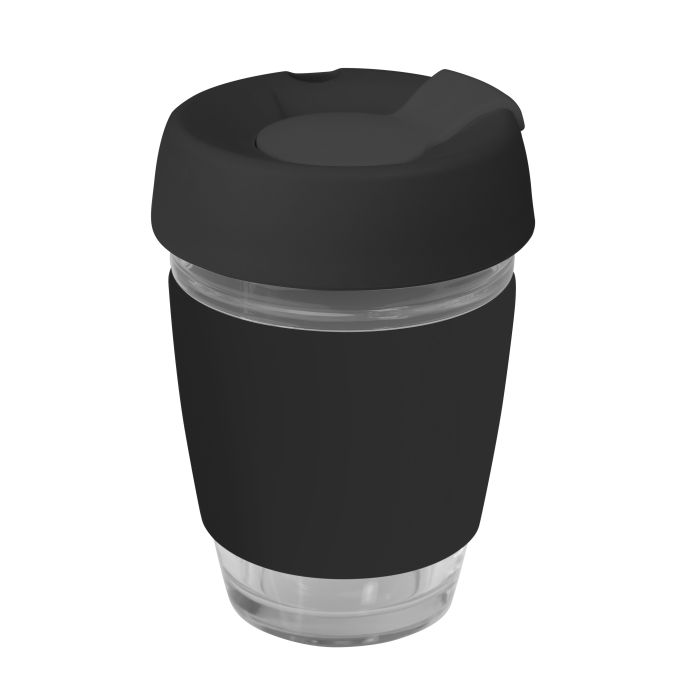 Genova Glass Coffee Cup - 350Ml With Silicon Lid And Band