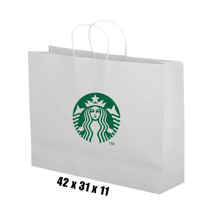 Kraft Paper Bag White Landscape Includes Twisted Paper Handle