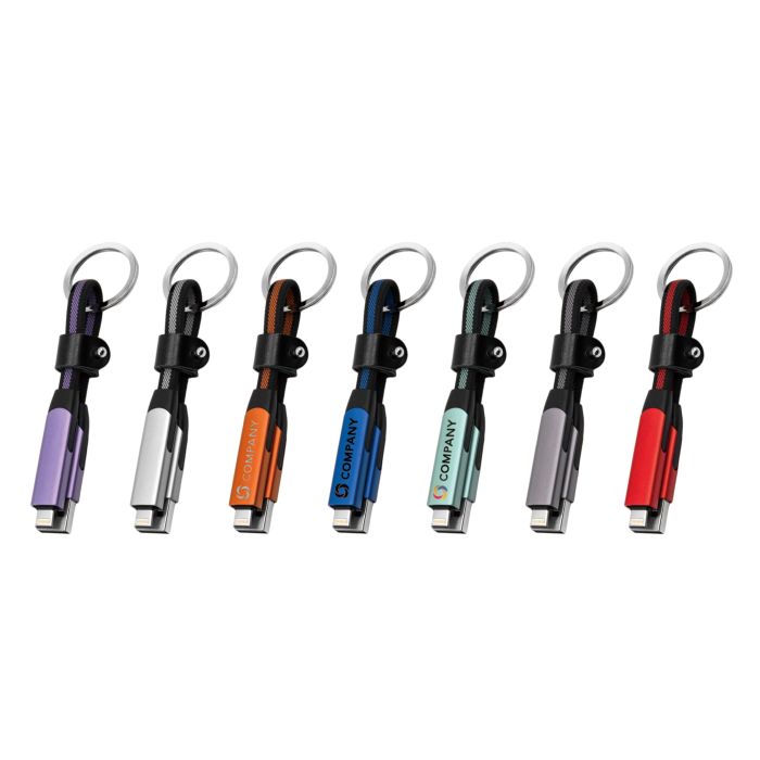 60W 6-in-1 Braided Charging Cable with Keyring