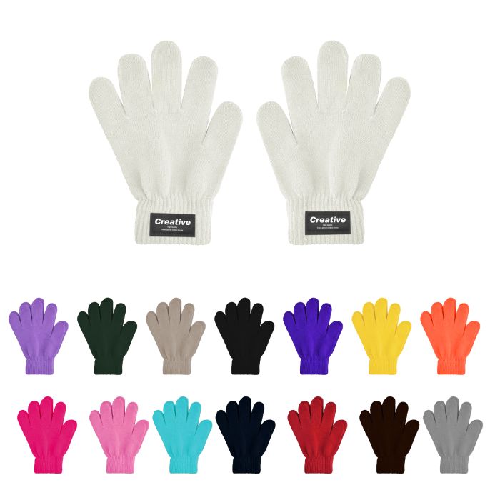 Kids Plain Knitted Gloves with Woven Label