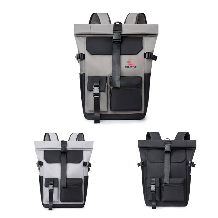 Multi-pocket Roll Top Backpack