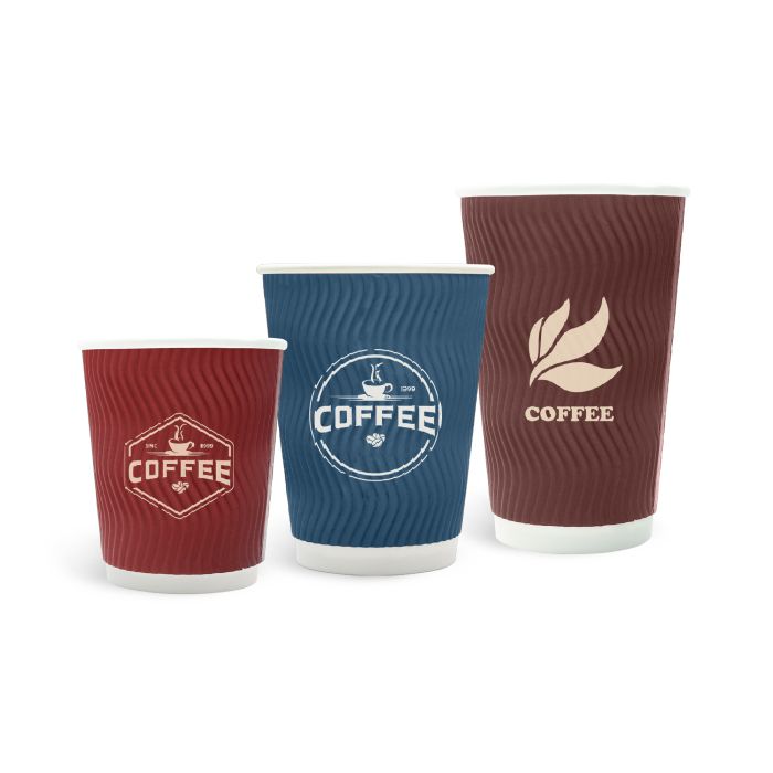 PLA Double Wall Corrugated Compostable Paper Cups