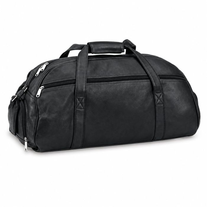 Leather Weekender Duffle Bag - Black