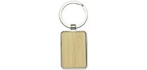 Rectangle Recycled Zinc Alloy Keyring with Bamboo