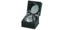 Moving Globe Clock In Black Lacquered Wooden Box.