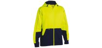 Hi Vis Zip Front Fleece Hoodie - Yellow/Navy