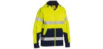 Taped Hi Vis Zip Fleece Hoodie with Sherpa Lining - Yellow/Navy
