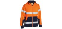Taped Hi Vis Zip Fleece Hoodie with Sherpa Lining - Orange/Navy