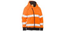 Women's Taped Hi Vis Fleece Zip Front Hoodie with Sherpa Lining - Orange