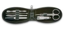 6 Tool Manicure Set In Leather Pouch - Round