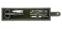 6 Tool Manicure Set In Leather Pouch - Rectangle