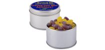 Corporate Colour Mini Jelly Beans in Silver Round Tin