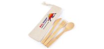 Miso Bamboo Cutlery Set in Calico Pouch