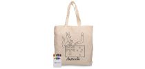 Squiggle Calico Bag with gusset + Crayon set