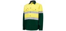 Mens Hi Vis L/Slv Two Tone Cotton Drill Shirt W/Tape