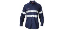 Mens Foundations Hi-Visibility Cotton Drill Long Sleeve Shirt With Tape