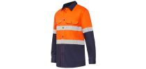 Mens Koolgear Hi-Visibility Two Tone Ventilated   Long Sleeve Shirt With Tape