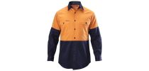 Mens Foundations Hi-Visibility Two Tone Long Sleeve Cotton Drill Shirt
